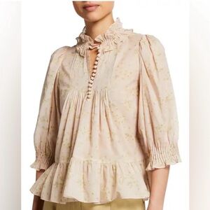 Rebecca Taylor Adela Viole Blush Floral Blouse